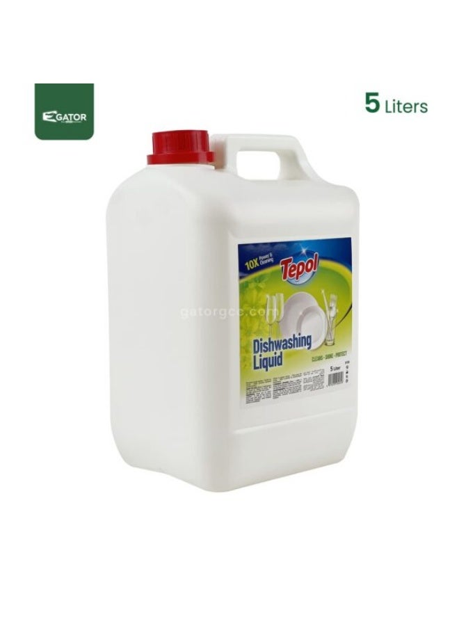 Tepol Dishwashing Liquid Lemon | Grease Cutting Dish Wash Soap | Hand Dishwashing Detergent | Fresh Lemon Scent | 5L