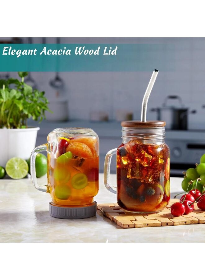 2 PCS 24oz Iced Coffee Cups, Mason Jar Cups, Glass Cups with Lids and Straws, Mason Jars with Handles, Mason Jar Drinking Glasses - Image 3