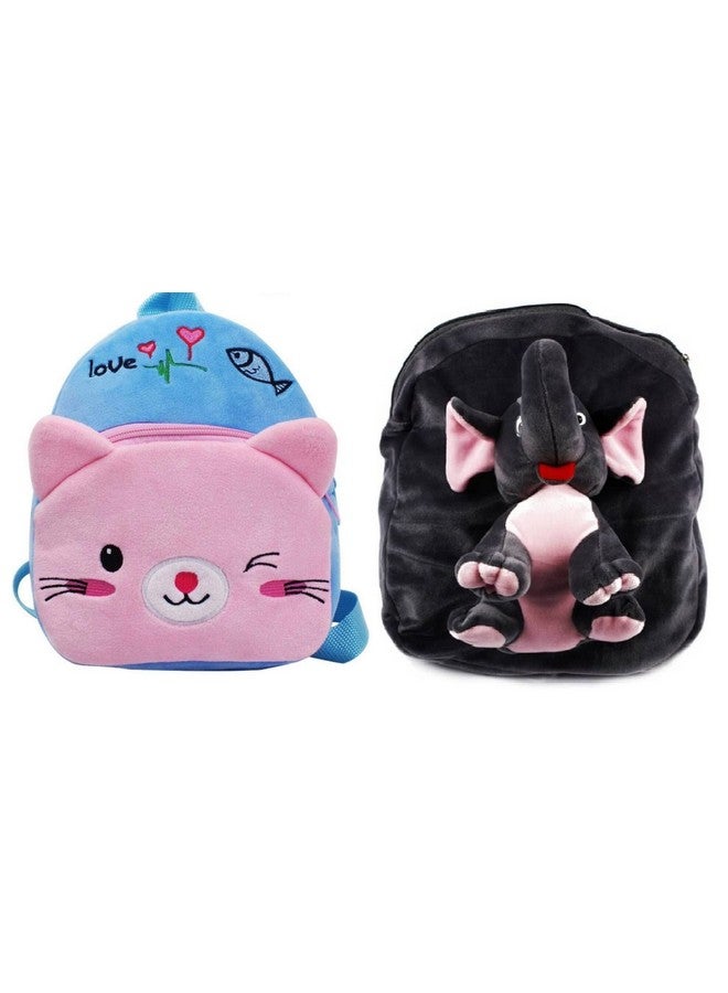 blue tree Cute Kids Backpack Toddler Bag Plush Animal Cartoon Mini Travel Bag for Baby Girl Boy 1-6 Years (Blue Cat-Full Body Elephant) - Image 1