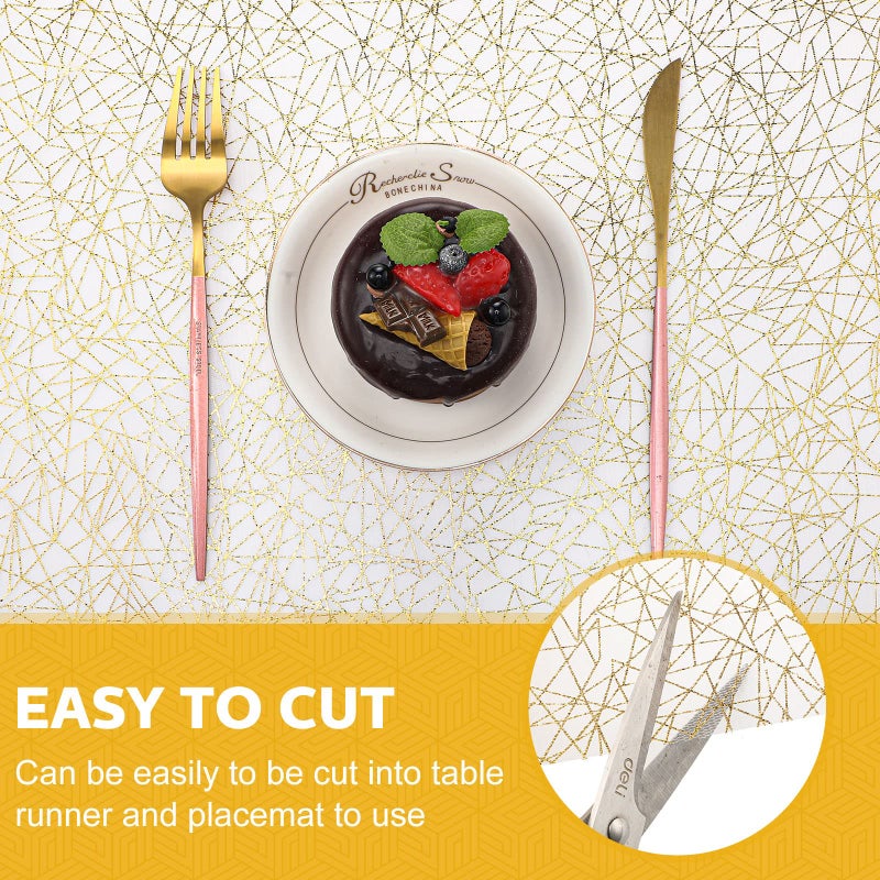 Coume 11" x 33 FT Gold Table Runner, Sheer Gauze Sequin Glitter Foil Table Runner Roll Mesh Metallic Gold Tables Decoration for Home Thanksgiving Christmas Wedding Anniversary Birthday Party Holiday - Image 4