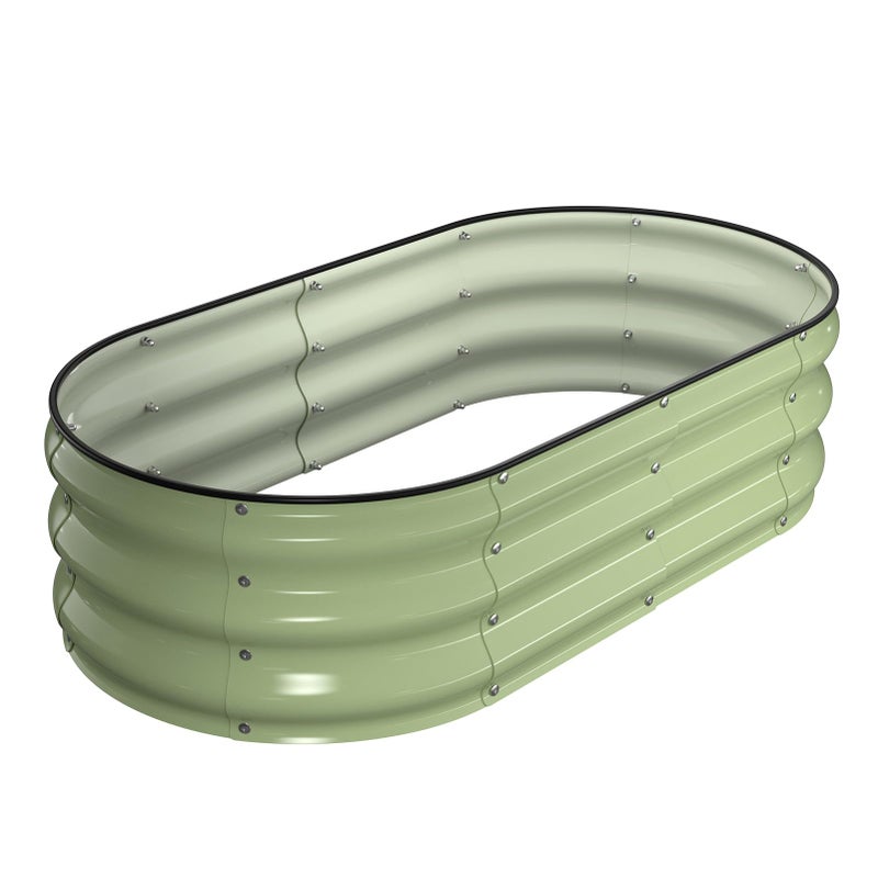 Winpull Raised Garden Bed Kit, 4x2x1 ft Galvanized Planter Box Outdoor with Safety Edging, Large Metal Raised Beds for Gardening Vegetables Flower Herb (Avocado Green) - Image 1