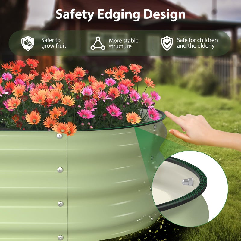Winpull Raised Garden Bed Kit, 4x2x1 ft Galvanized Planter Box Outdoor with Safety Edging, Large Metal Raised Beds for Gardening Vegetables Flower Herb (Avocado Green) - Image 2