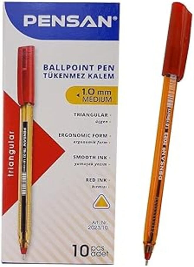 Pensan Pensan 2023 1.0 mm. Ballpoint Pen – Pack of 10-red 