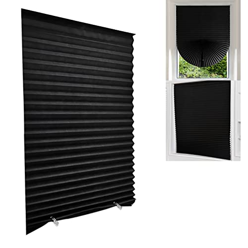 Jlong Blackout Blinds for Windows Cordless Blinds Temporary Shades Blinds No Drill Mini Blinds Black Out Blinds for Window of Bedroom,Bathroom,Kitchen Office (Black-high Shading, 23.6 * 59"(60 * 150cm)) - Image 1