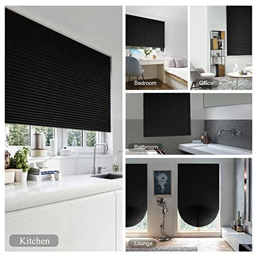 Jlong Blackout Blinds for Windows Cordless Blinds Temporary Shades Blinds No Drill Mini Blinds Black Out Blinds for Window of Bedroom,Bathroom,Kitchen Office (Black-high Shading, 23.6 * 59"(60 * 150cm)) - Image 3