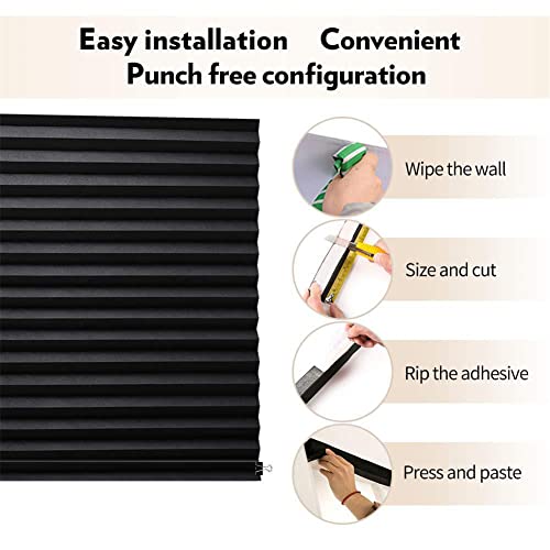 Jlong Blackout Blinds for Windows Cordless Blinds Temporary Shades Blinds No Drill Mini Blinds Black Out Blinds for Window of Bedroom,Bathroom,Kitchen Office (Black-high Shading, 23.6 * 59"(60 * 150cm)) - Image 5