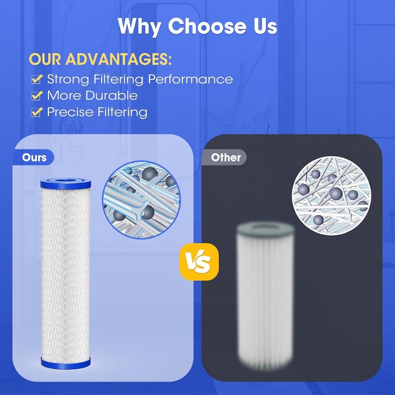 MQUPIN Water Filter Cartridge Replacement Carbon, Water Filter System Replacement Filter Cartridges for 4-Stage Max Flow Claryum Under Sink Water Filtration System 10x2.5inch - Image 5