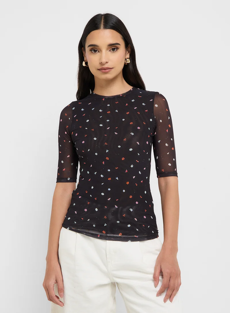 تيد بيكر Printed Mesh Detailed Top