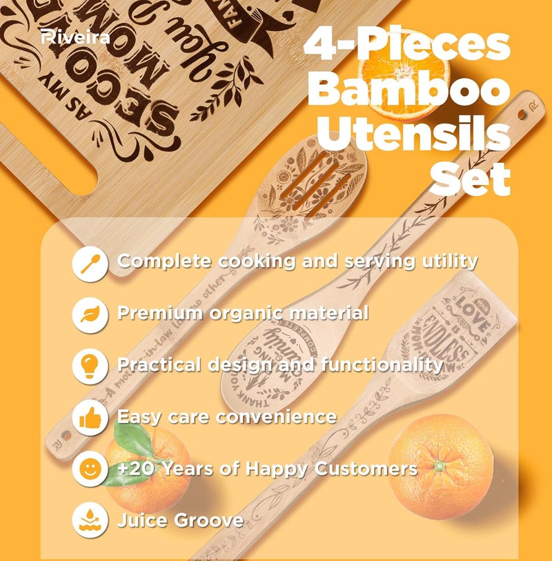 Riveira Gifts For Mother In Law – Cooking Spoons For Wooden Cooking as Gifts For Mom & Cutting Board for Birthday Gifts For Women – Complete Mother In law Gifts From Daughter In Law - Image 4