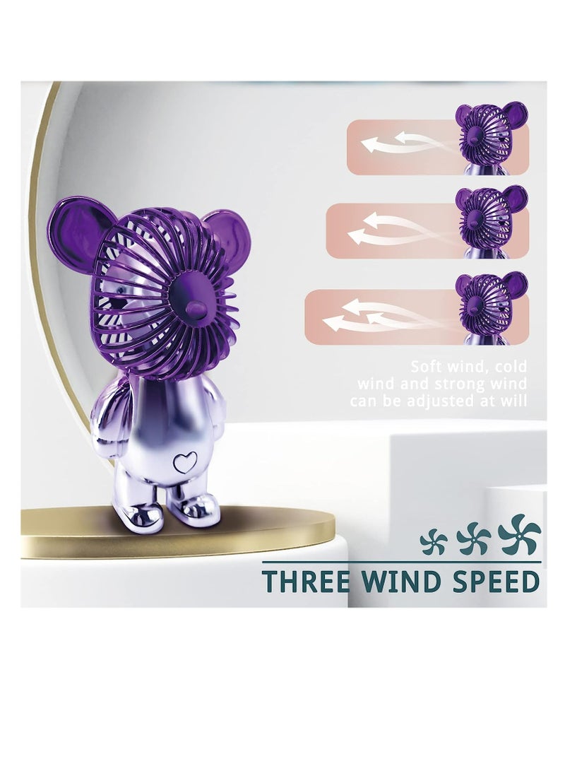 Arabest USB Desk Fan, Colorful Bear Design Fan, Portable Desktop Fan, Rechargeable Battery Powered Fan, Three Adjustable Air Speeds, USB Connection Charging - Image 5