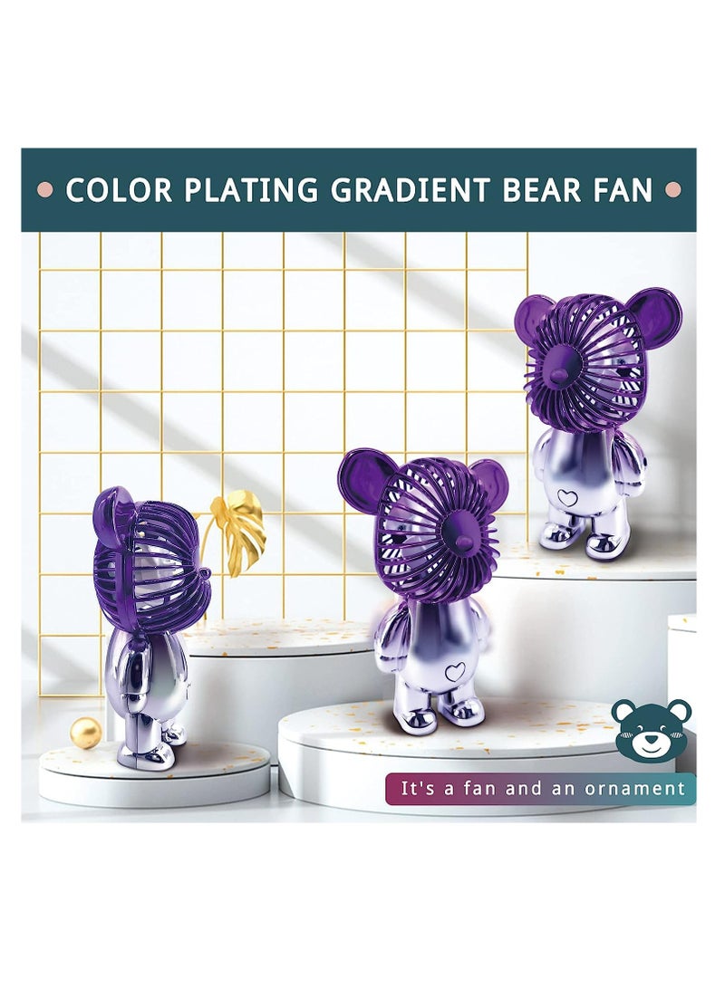 Arabest USB Desk Fan, Colorful Bear Design Fan, Portable Desktop Fan, Rechargeable Battery Powered Fan, Three Adjustable Air Speeds, USB Connection Charging - Image 4