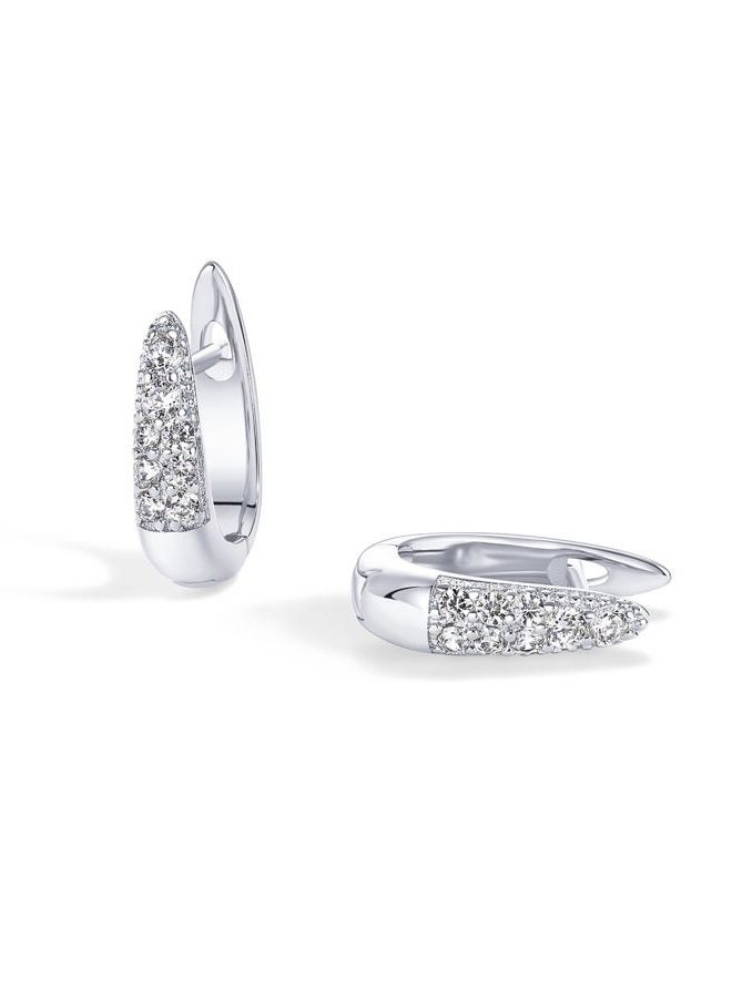 PAVOI 18K Gold Plated 925 Sterling Silver Posts Cubic Zirconia U Shaped Hoop Earrings | Hypoallergenic CZ Huggie Earrings for Women, 16mm, White Gold, No Gemstone - Image 5