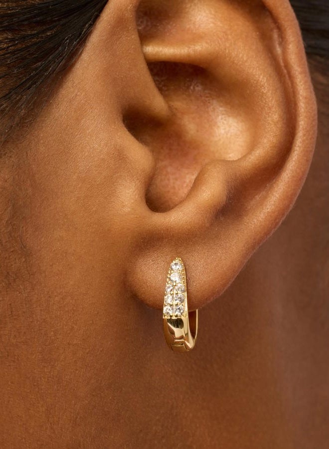 PAVOI 18K Gold Plated 925 Sterling Silver Posts Cubic Zirconia U Shaped Hoop Earrings | Hypoallergenic CZ Huggie Earrings for Women, 16mm, White Gold, No Gemstone - Image 2