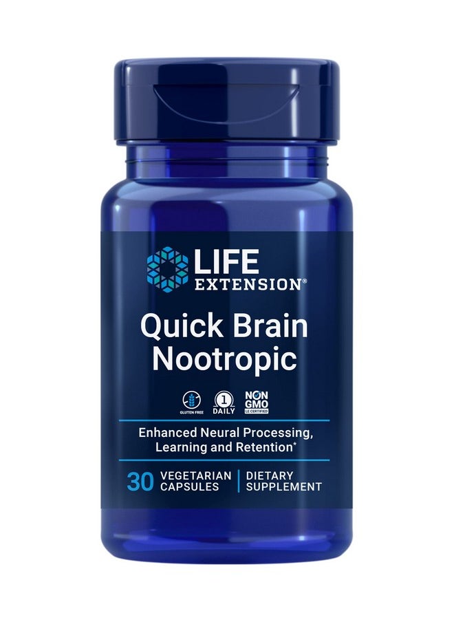 Quick Brain Nootropic Brain Supplement For Memory Focus Learning Recall Attention And Cognition Gotu Kola Bacopa Once Daily Glutenfree Nongmo 30 Vegetarian Capsules