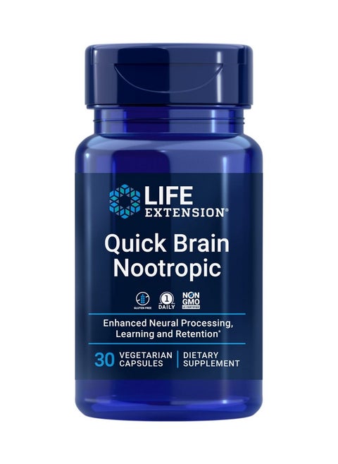 Quick Brain Nootropic Brain Supplement For Memory Focus Learning Recall Attention And Cognition Gotu Kola Bacopa Once Daily Glutenfree Nongmo 30 Vegetarian Capsules