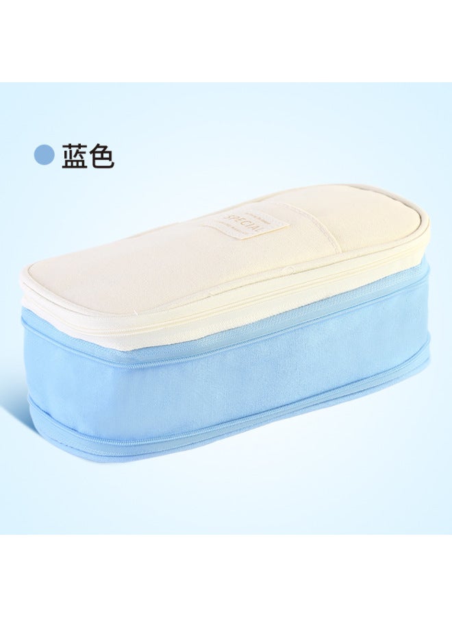 YUERUI Macaron Pencil Case Double Canvas Retractable Large Capacity Simple Pencil Case Double Zipper Multi-layer Pencil Case - Image 1
