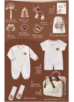 ESSENTIALS 360 New Born Baby Set for Boys & Girls Soft Cotton Baby Clothes, Wooden Toys & Baby Items Premium Baby Shower Gift for Newborns (0-3 Months) in Bear theme cute suitcase 14 in 1  - Image 2