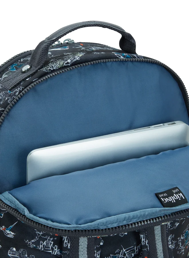 kipling Seoul Lap Large Unisex Backpack (with laptop compartment) - Jungle Fun Race