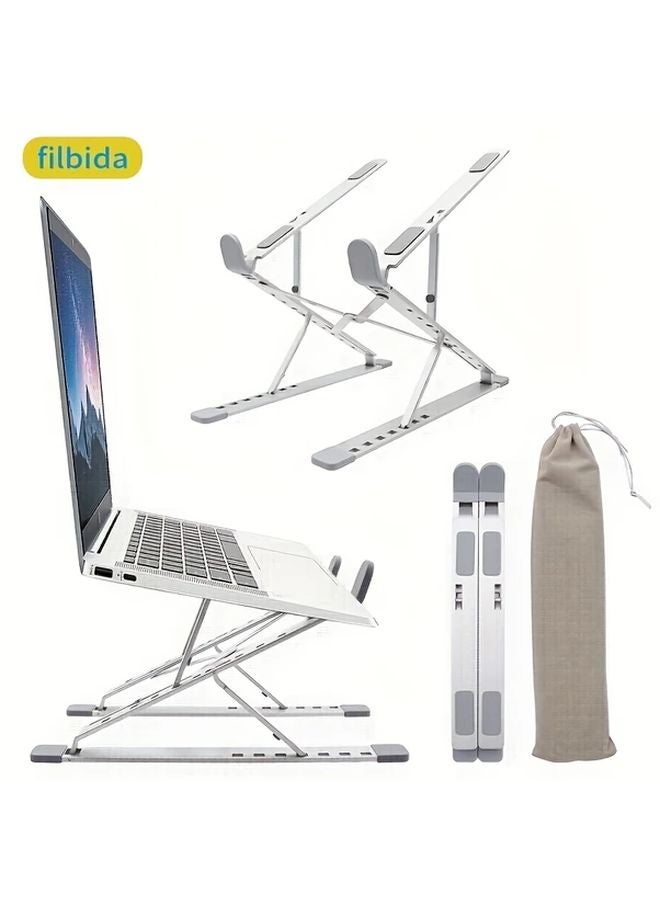 Adjustable Aluminum Laptop Stand Foldable Portable Ergonomic For 10 15 6 Inch Laptops Silvery - Image 5