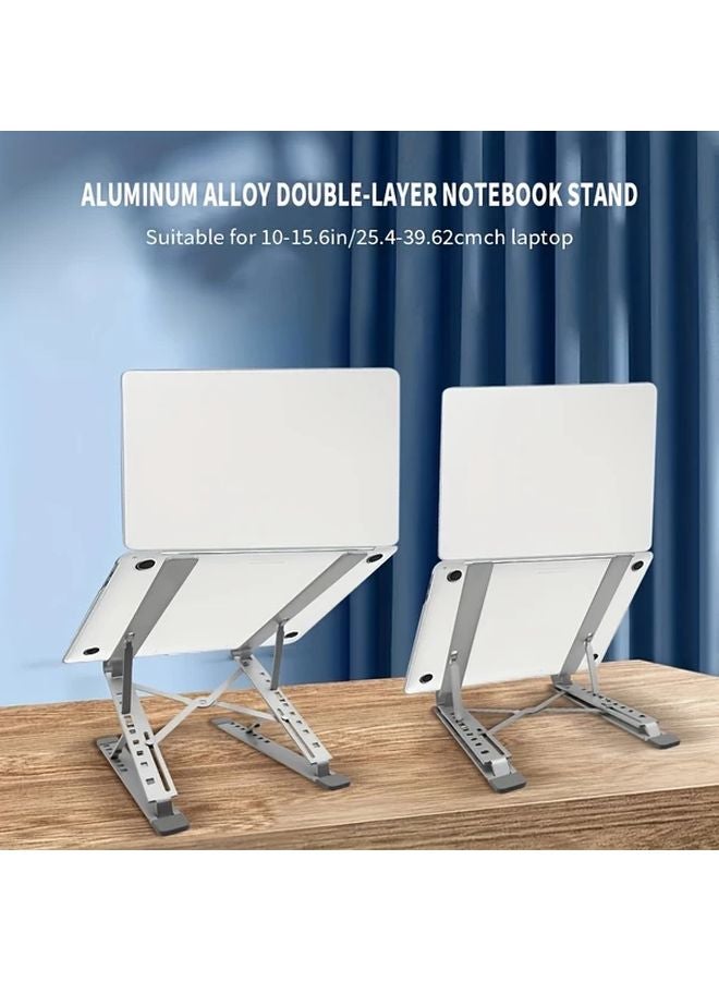 Adjustable Aluminum Laptop Stand Foldable Portable Ergonomic For 10 15 6 Inch Laptops Silvery - Image 4