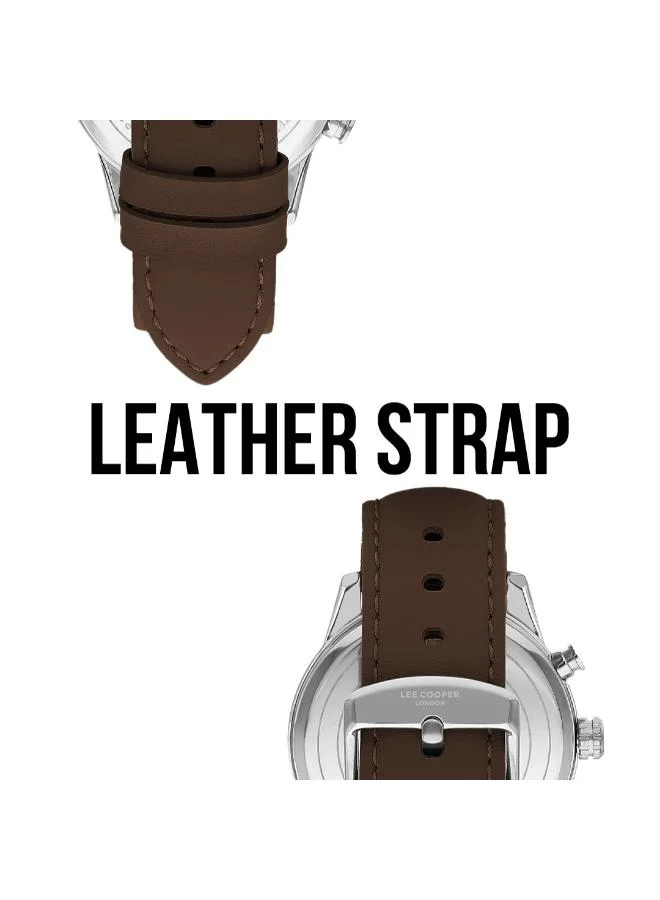 Lee Cooper Lee Cooper Men's Watch, Multi Function Display and Leather Strap - LC07855.334, Brown