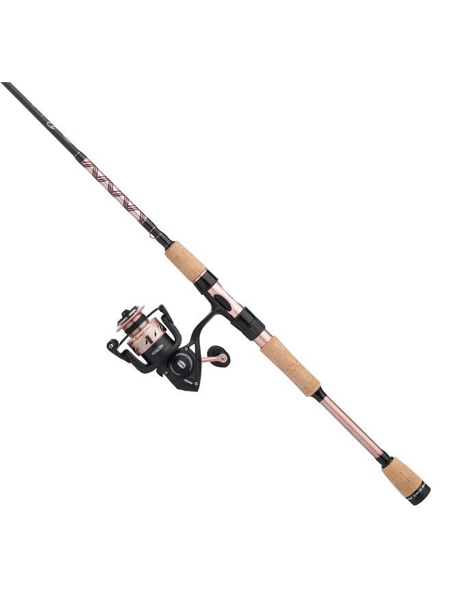 PENN Passion II Spinning Reel and Fishing Rod Combo, Black/Rose Gold, 2000 Size Reel - 6'6" - Medium Light - 2pc - Image 2