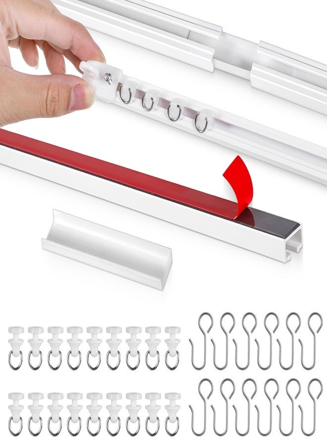 SHENLIU Self Adhesive Ceiling Curtain Track Ceiling or Wall Mount(128IN/10.7 FT), Track for Curtains, Adhesive Curtain Rod No Drill No Damage for Room Divider Windows Cabinet Closet Shower Curtains - Image 1