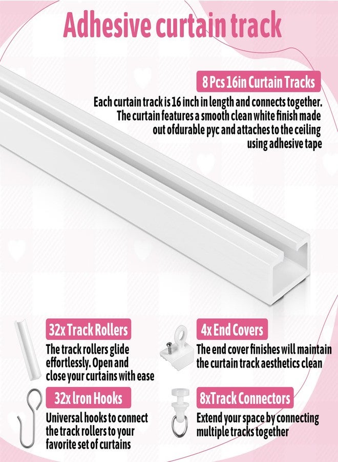 SHENLIU Self Adhesive Ceiling Curtain Track Ceiling or Wall Mount(128IN/10.7 FT), Track for Curtains, Adhesive Curtain Rod No Drill No Damage for Room Divider Windows Cabinet Closet Shower Curtains - Image 3