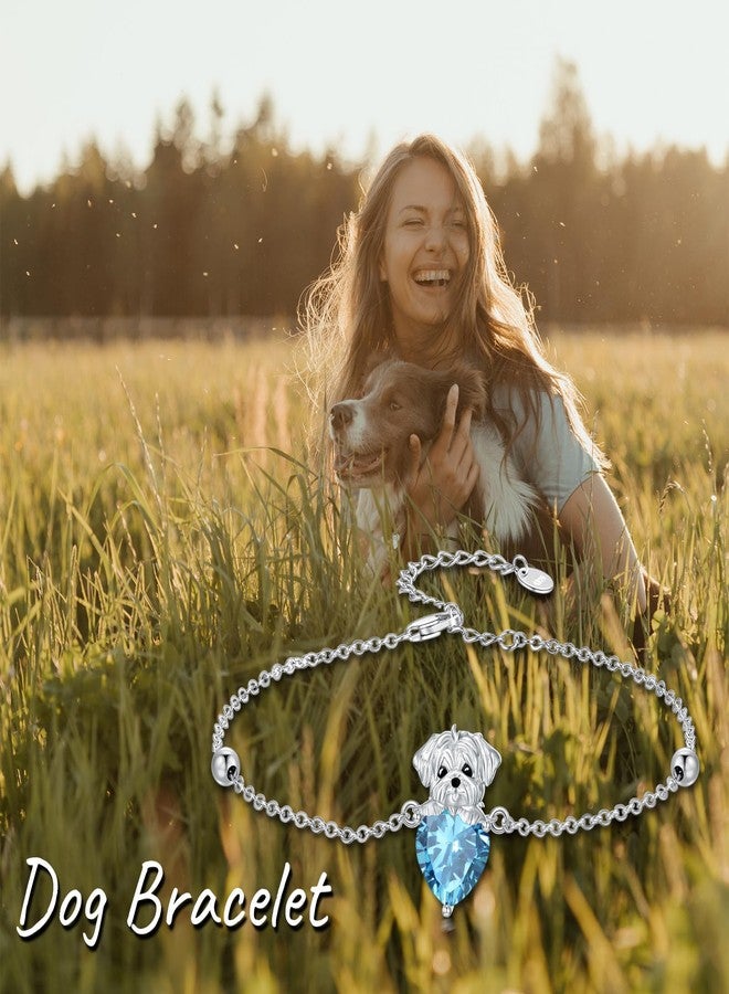 LONAGO Dog Bracelet with Birthstone Maltese Dog Link Bracelet Gift for Women (December) - Image 5