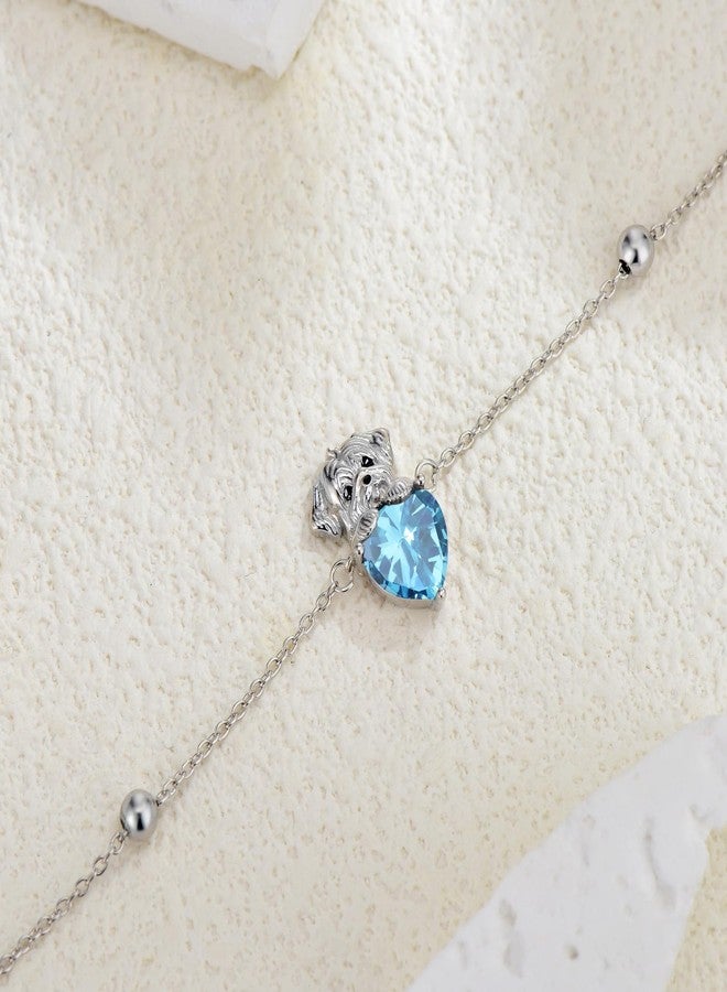 LONAGO Dog Bracelet with Birthstone Maltese Dog Link Bracelet Gift for Women (December) - Image 3