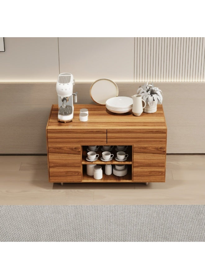 Al Home Brown Coffee Corner with Shelves and Drawers wood 100x38x90 cm - Image 4