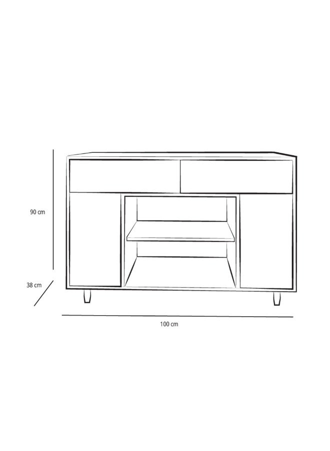 Al Home Brown Coffee Corner with Shelves and Drawers wood 100x38x90 cm - Image 5