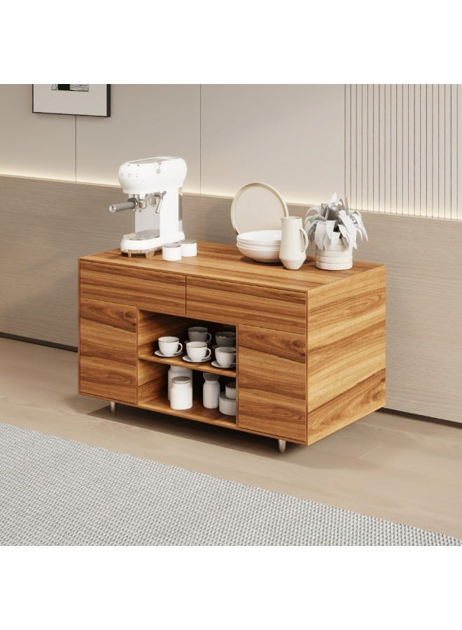 Al Home Brown Coffee Corner with Shelves and Drawers wood 100x38x90 cm - Image 2