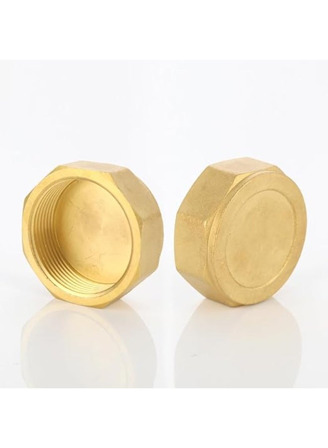VITION 2 Pack Brass Hex Blanking Caps, Female Threaded Fitting Hose End Seal Cap for Plumbing and Gas Systems (G1/2 inch) - Image 1