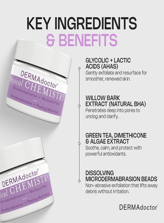 DERMAdoctor Physical Chemistry Dermatologist Formulated Microdermabrasion Facial Scrub + Multiacid Peel with AHA and BHA, Brightening, Smoothing, Pore Minimizer for face - 1.7 oz - Image 4