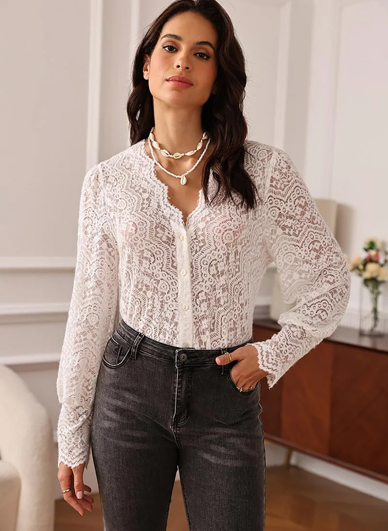 YUNIQEE White Collarless Regular Sleeves Regular Fit Shirt
