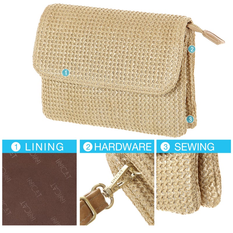MINICAT Faux Straw Small Summer Purses Women Crossbody Beach Bags for Cruise Travel Vacation Essentials - Image 5