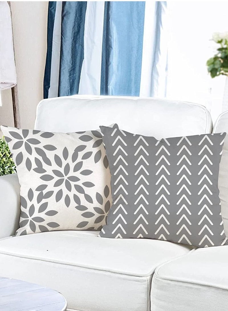 SYOSI Pillow Covers 18x18 Set of 4, Modern Sofa Throw Pillow Cover, Decorative Outdoor Linen Fabric Pillow Case for Couch Bed Car 45x45cm (Gray, 18x18,Set of 4) - Image 3