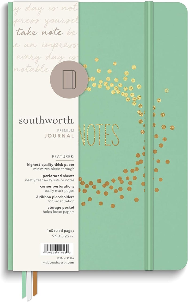 Southworth Southworth Premium Journal 55x 825 Mint Burst Design Premium 28lb105gsm Paper Medium Book Bound Journal 3 Ribbon Placeholders 80 Ruled Sheets160 Ruled Pages 91926 - Image 1