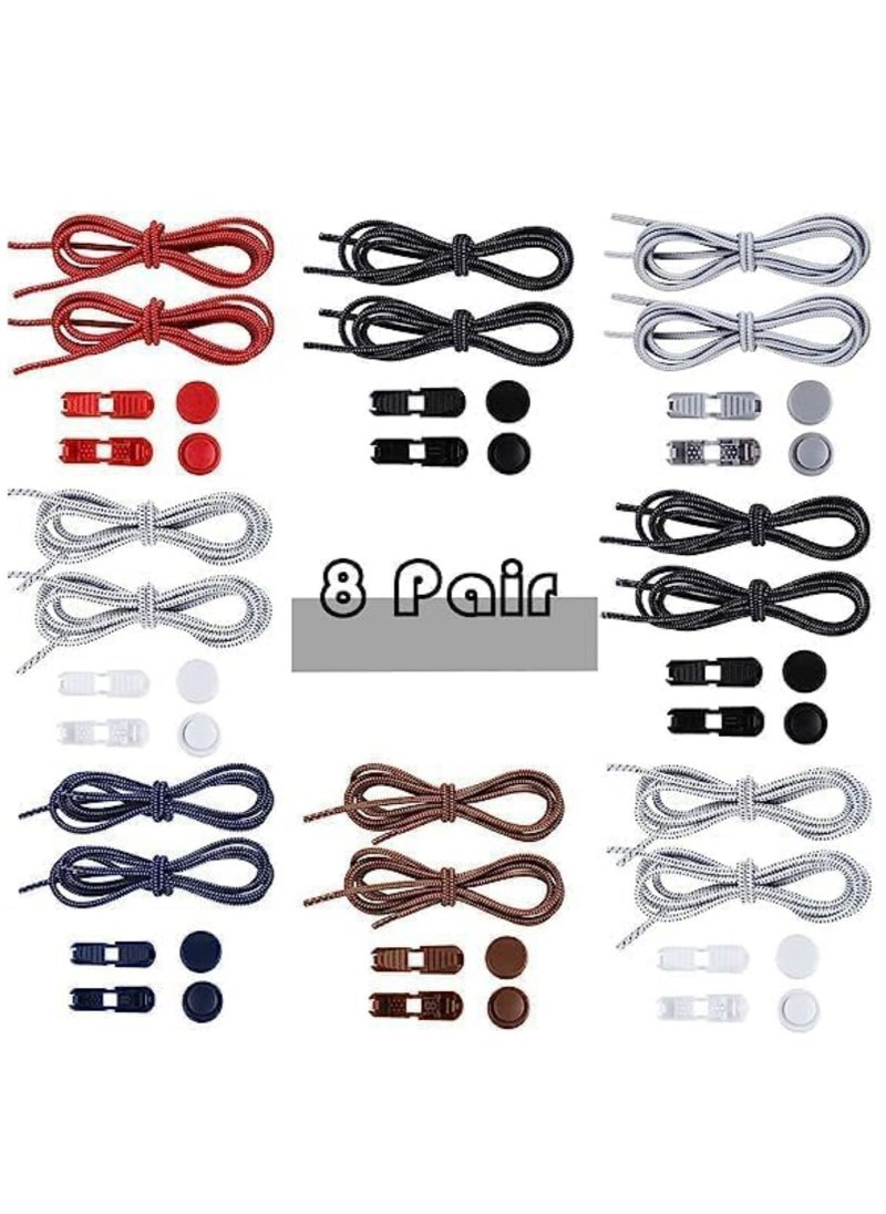 Oasisgalore - 8 Pcs Elastic No-Tie Shoelaces, Adjustable Locking Shoelaces for Kids and Adults, One Size Fits All Sneakers - Image 1