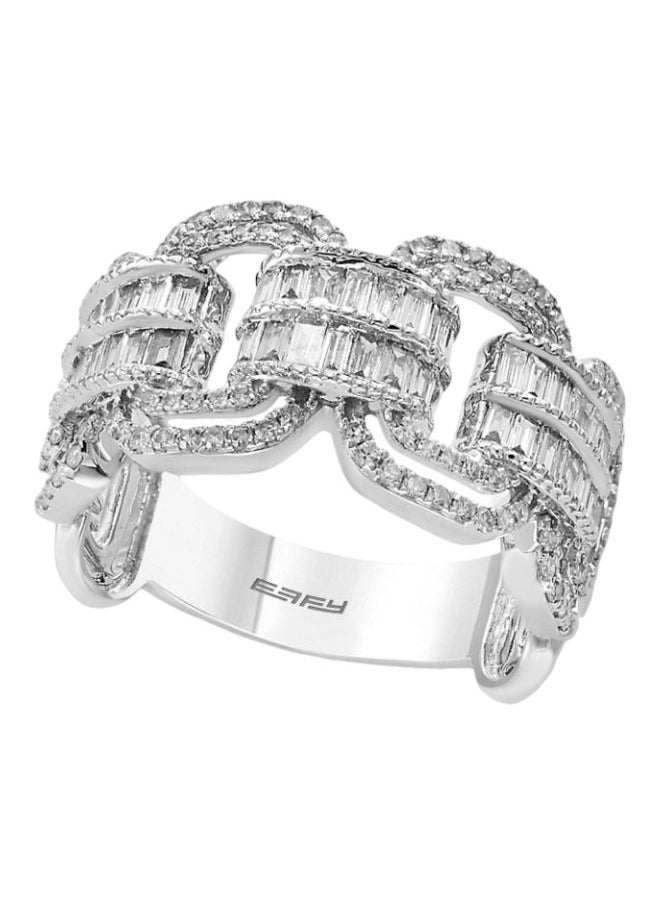 EFFY - 14K White Gold and 0.92 TCW Diamond Link Ring for Women Size 7 - Image 1