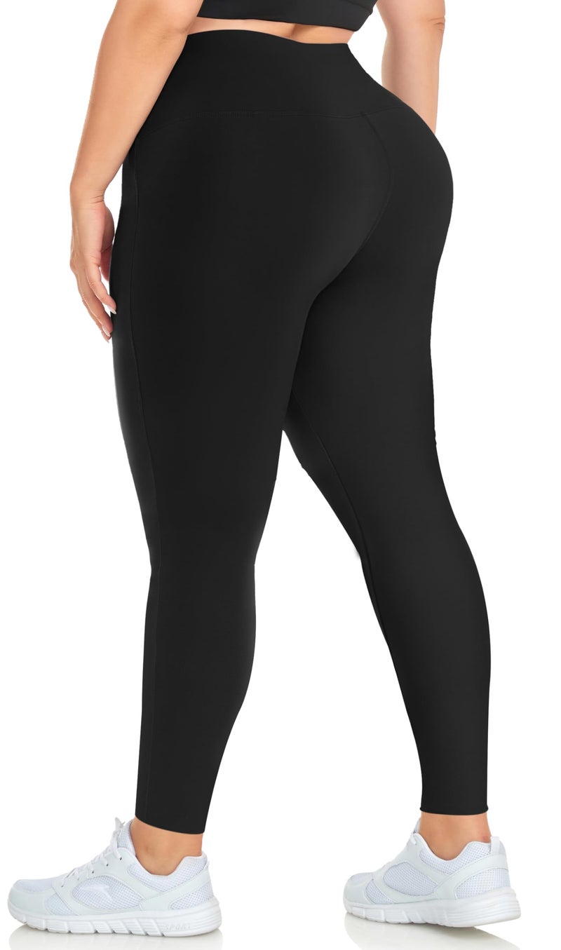 MOREFEEL Plus Size Leggings for Women-Stretchy X-Large-4X Tummy Control High Waist Spandex Workout Black Yoga Pants - Image 1