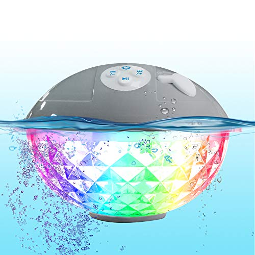 Blufree Floating Pool Speakers with Colorful Lights, IP68 Waterproof Bluetooth Speaker for Pool, Crystal Clear Sound Hot Tub Speaker for Pool, Spa and Outdoor - Image 1