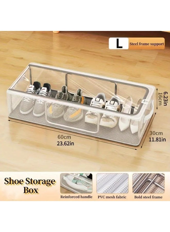 Meetion 1pc Transparent Shoe Storage Box Space-Saving Stackable Shoe Container for Home & Dorm, Dustproof Shoes Organizer Thick Large Shoe Holders - Image 2