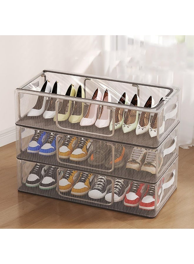 Meetion 1pc Transparent Shoe Storage Box Space-Saving Stackable Shoe Container for Home & Dorm, Dustproof Shoes Organizer Thick Large Shoe Holders - Image 1