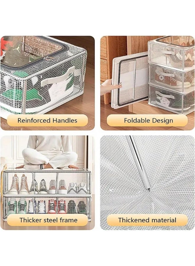 Meetion 1pc Transparent Shoe Storage Box Space-Saving Stackable Shoe Container for Home & Dorm, Dustproof Shoes Organizer Thick Large Shoe Holders - Image 5