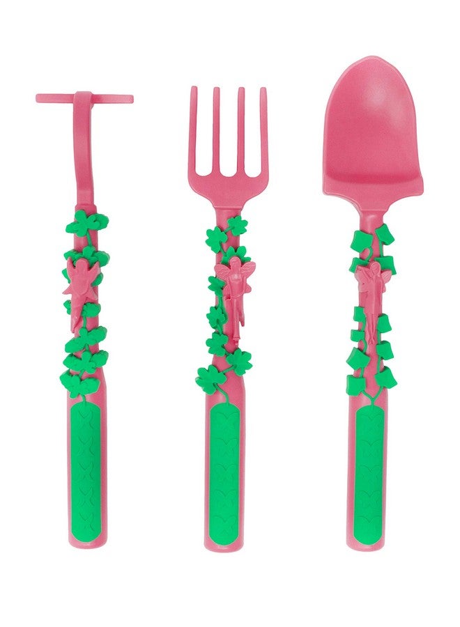 Constructive Eating Toddler Utensils Made In Usa Construction Dino Fairy Silverware For Toddlers Construction Utensils For Kids Construction Eating Fork Spoon (Garden Fairy) - Image 2