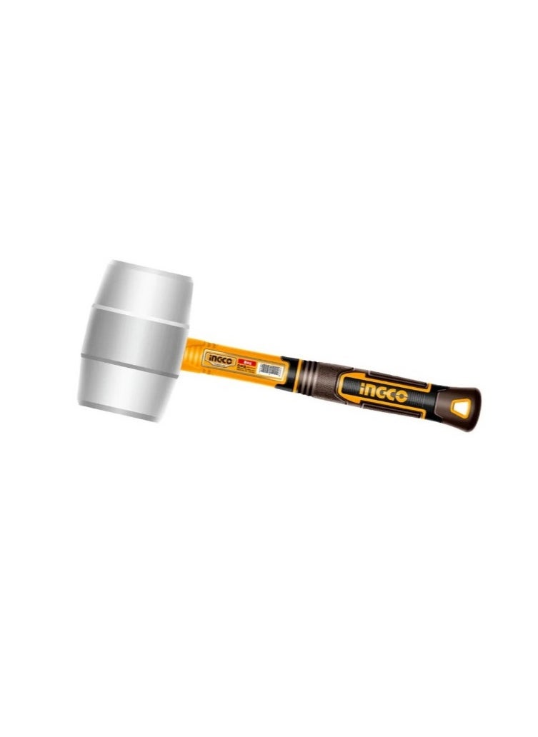 INGCO White Rubber Mallet 8OZ Heavy Duty, Strong three-color Fiberglass handle for comfortable gripe, Model : HRUH8908  - Image 1