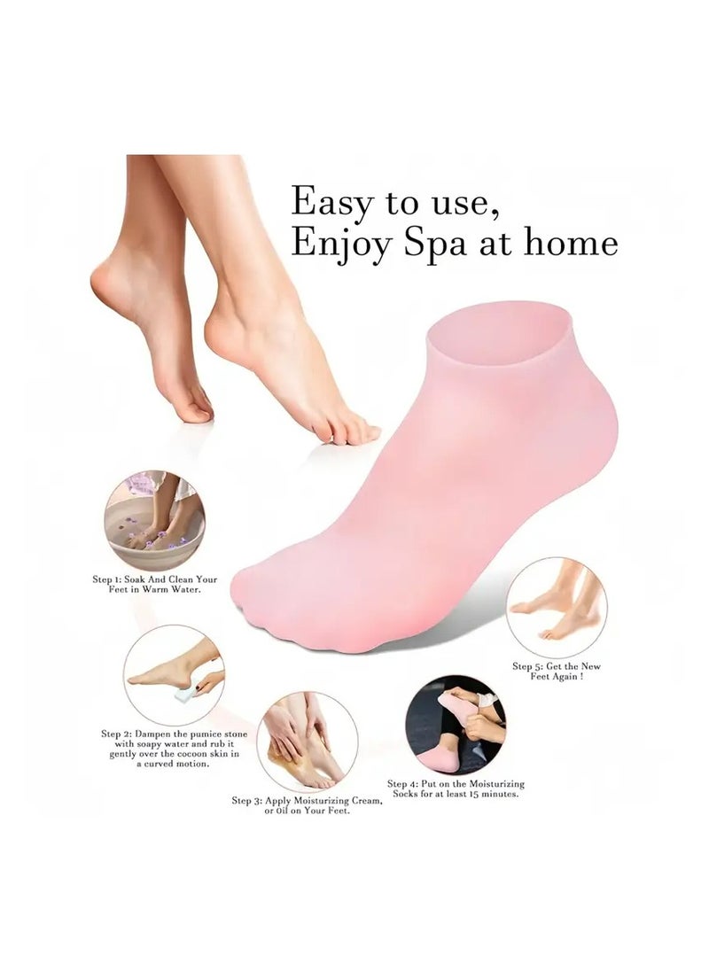 LANGMANNI - Revitalizing Silicone Gel Moisturizing Socks with Aloe Vera – Ultimate Pedicure Solution for Dry, Cracked Feet, Heel Repair, and Softening Rough, Dead Skin - Image 1