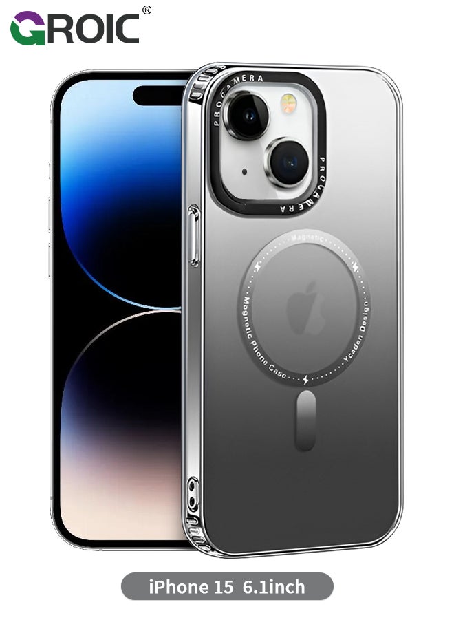 GROIC - iPhone 15 Case Gradient Black Magnetic Case for 15 Compatible with Magsafe Frosted Texture Case for Women, Shockproof Slim Phone Case for 15 6.1 Inch - Image 1